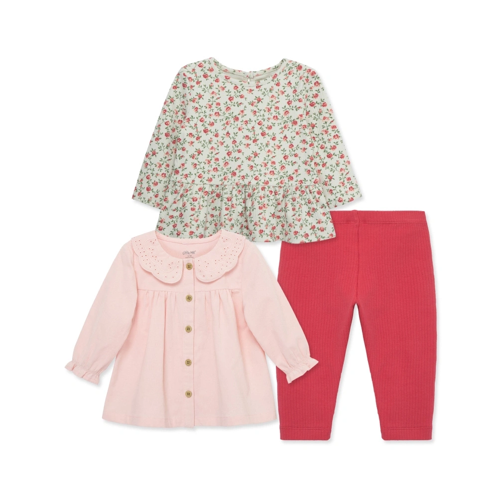 【Little Me】玫瑰碎花上衣二入/長褲