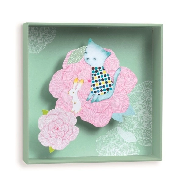 【DJECO智荷】方框畫/花團裡的貓