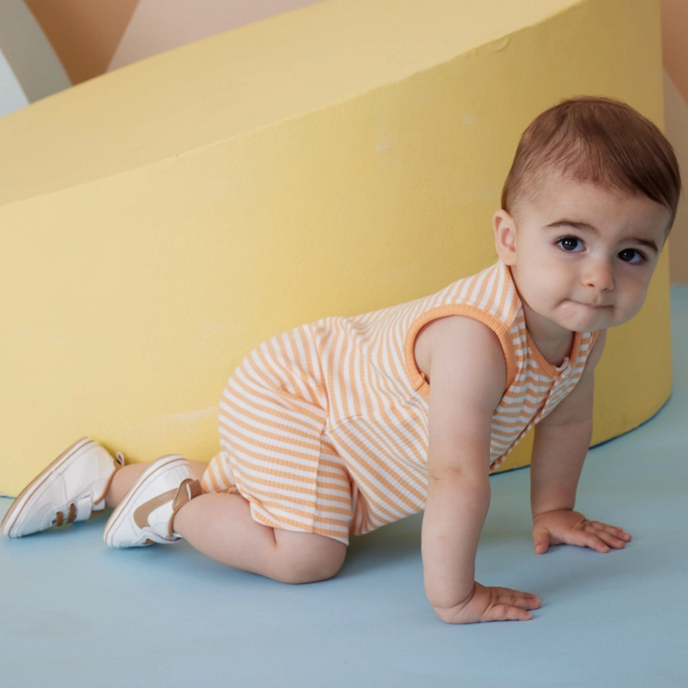 【Little Me】橘色條紋短兔裝