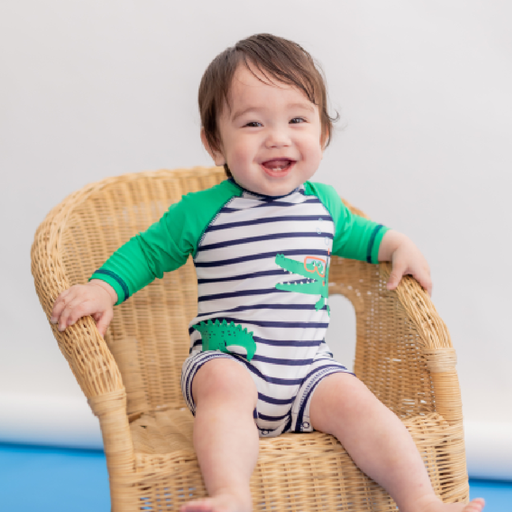 【Little Me】鱷魚連身防護泳裝