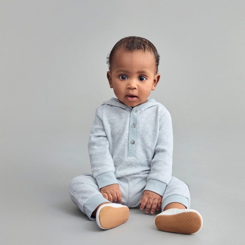 【Little Me】灰色竹纖維帶帽連身衣/長褲