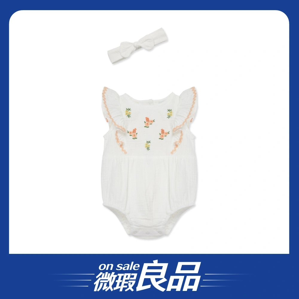 【微瑕良品】【Little Me】花束泡泡連身衣/髮帶
