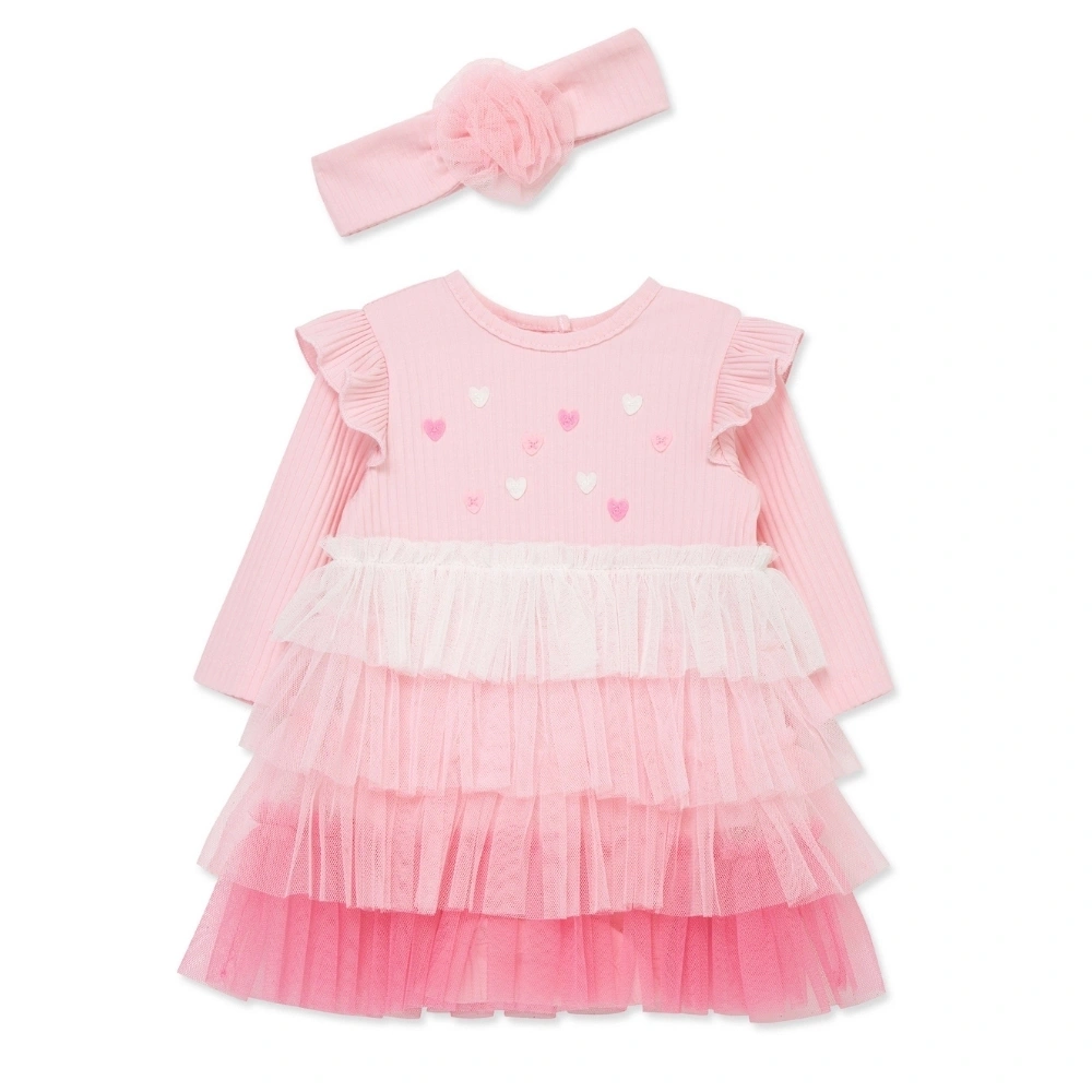 【Little Me】愛心漸層紗洋裝/髮帶