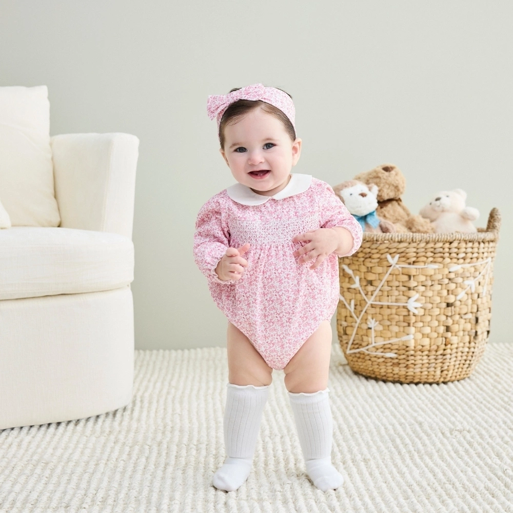 【Little Me】玫瑰花園泡泡洋裝/長襪/髮帶