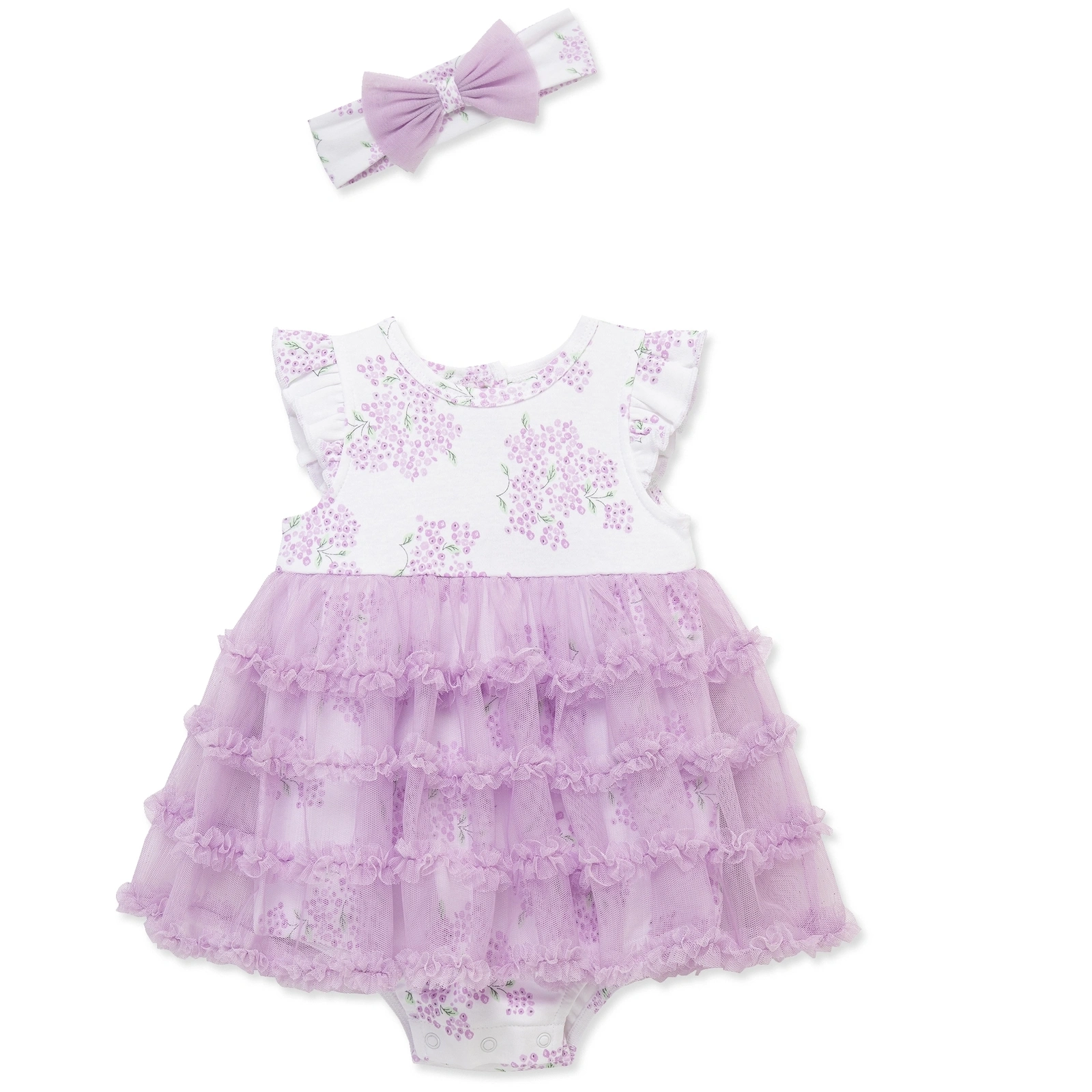 【Little Me】繡球花紗裙連身衣/髮帶