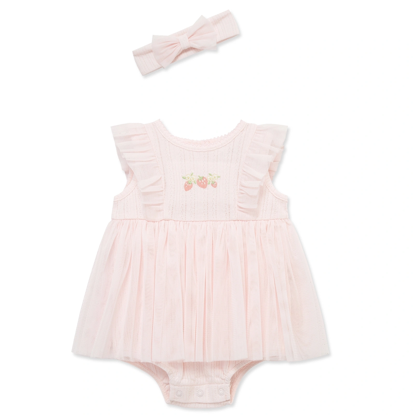 【Little Me】草莓紗裙連身衣/髮帶