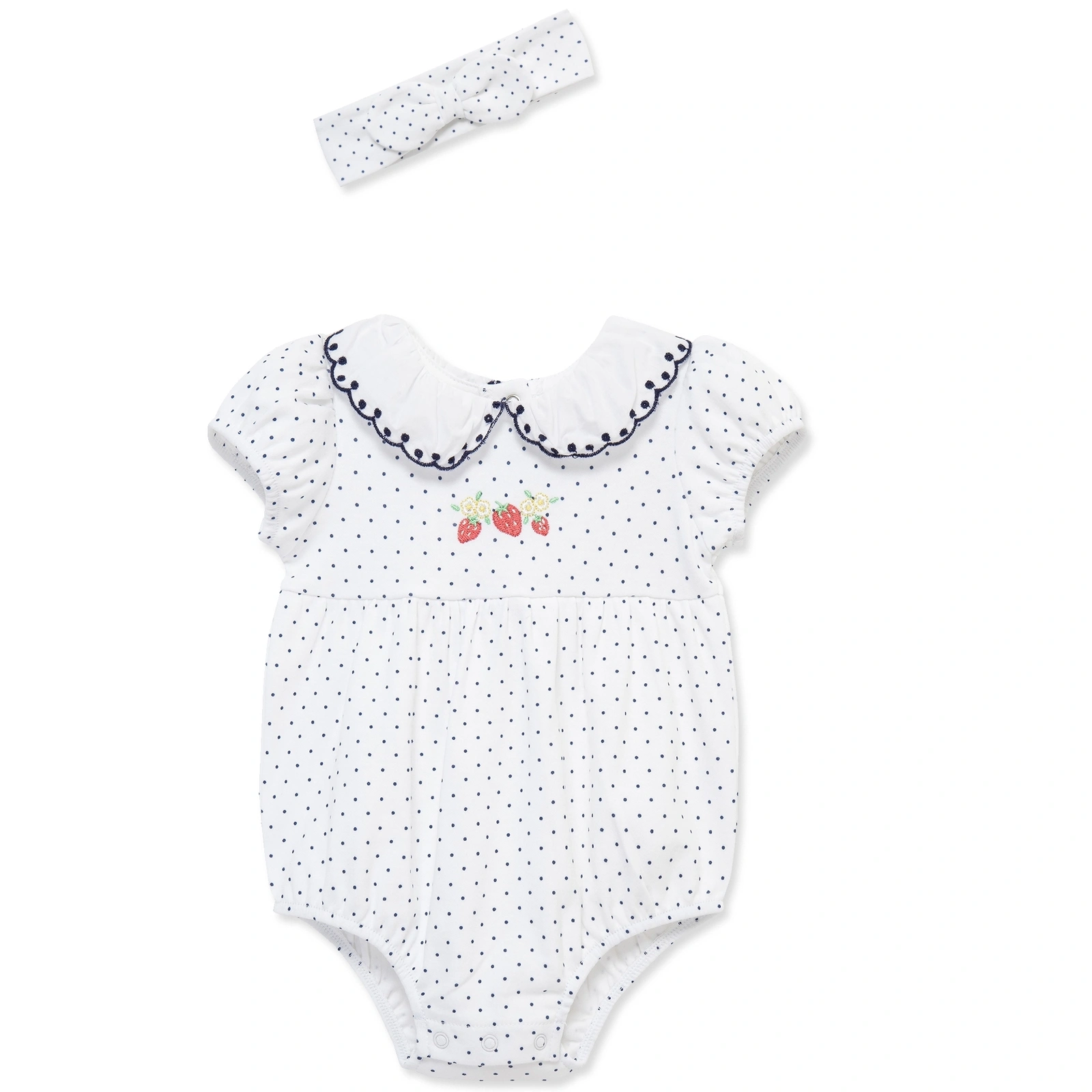 【Little Me】草莓泡泡連身衣/髮帶