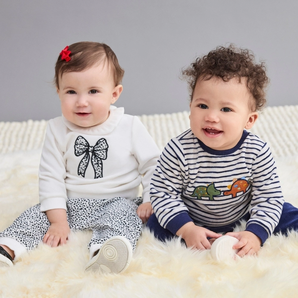 【Little Me】恐龍條紋上衣/長褲