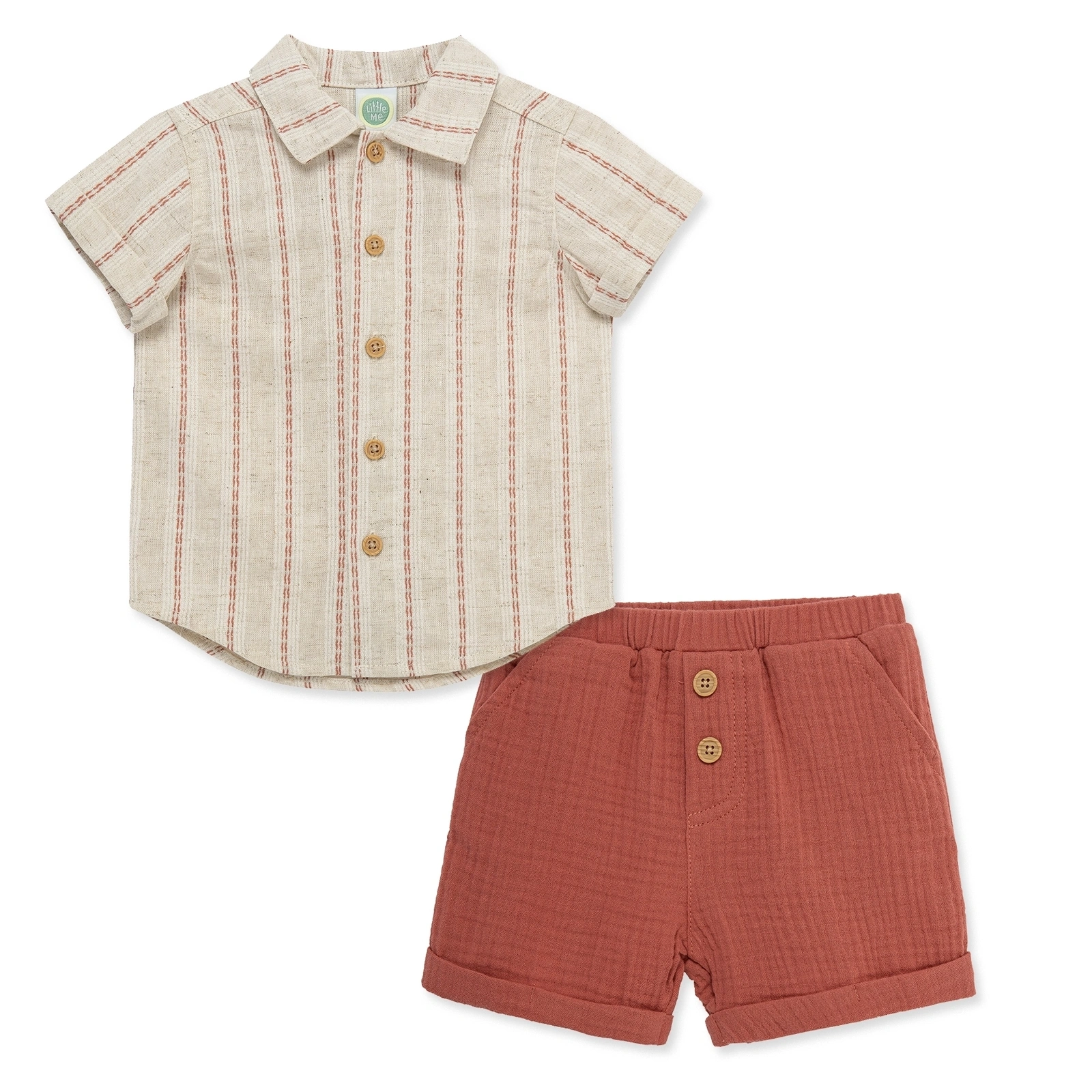 【Little Me】直條紋短袖上衣/褲子
