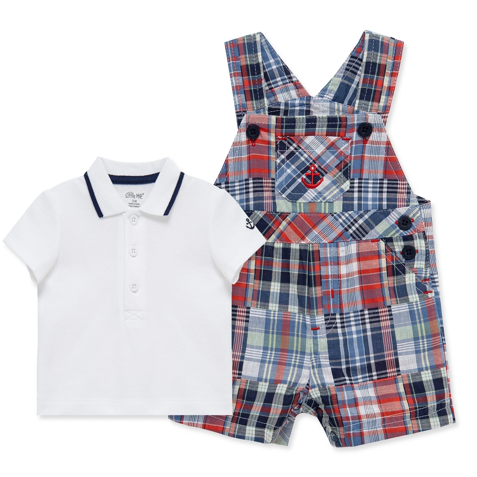 【Little Me】拼貼吊帶褲套裝