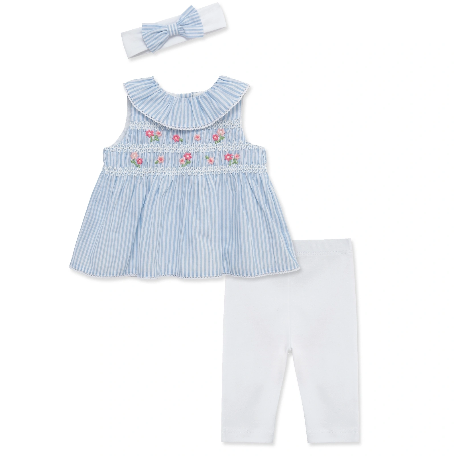 【Little Me】花卉抓皺上衣/長褲/髮帶