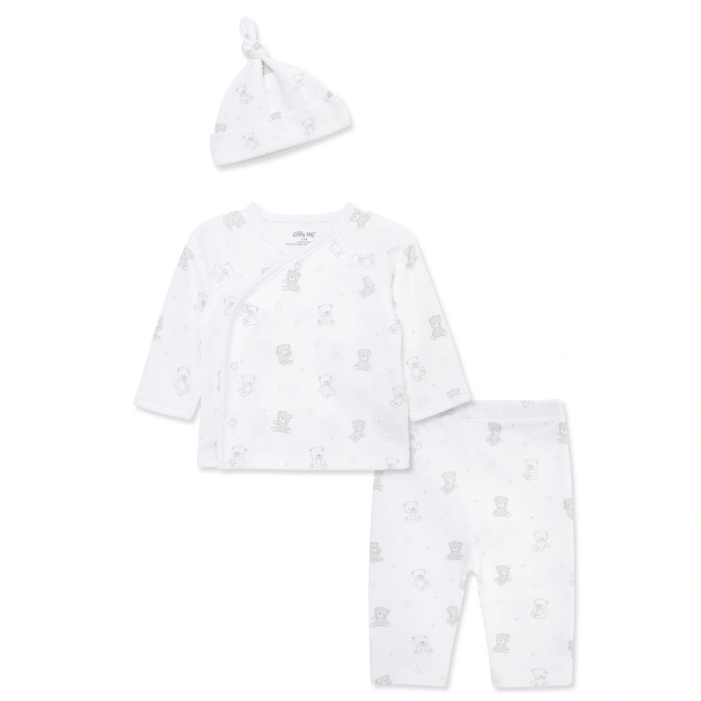 【Little Me】寶貝熊有機棉肚衣/長褲/帽子