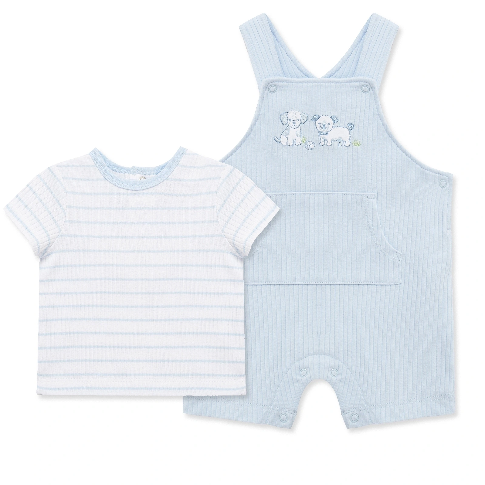 【Little Me】小狗有機棉吊帶褲套裝