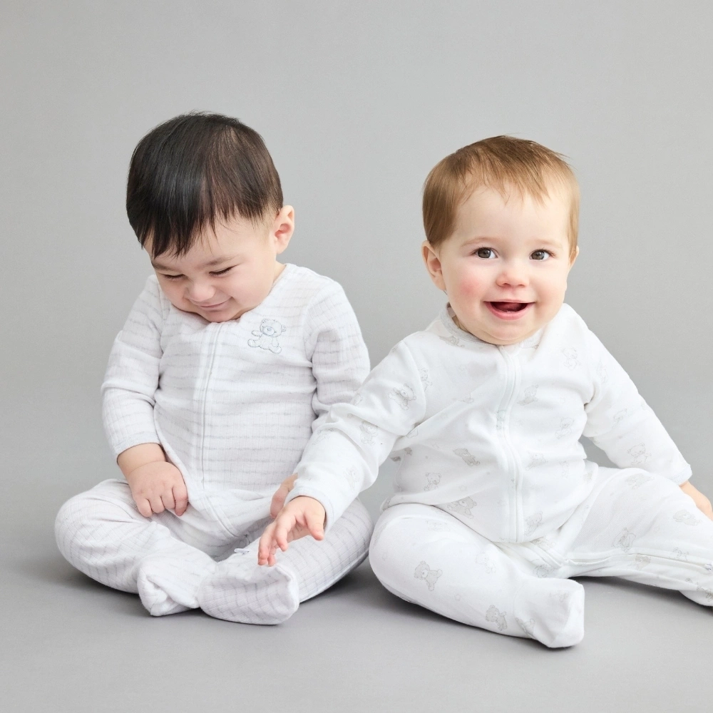 【Little Me】小熊有機棉連腳兔裝二件組