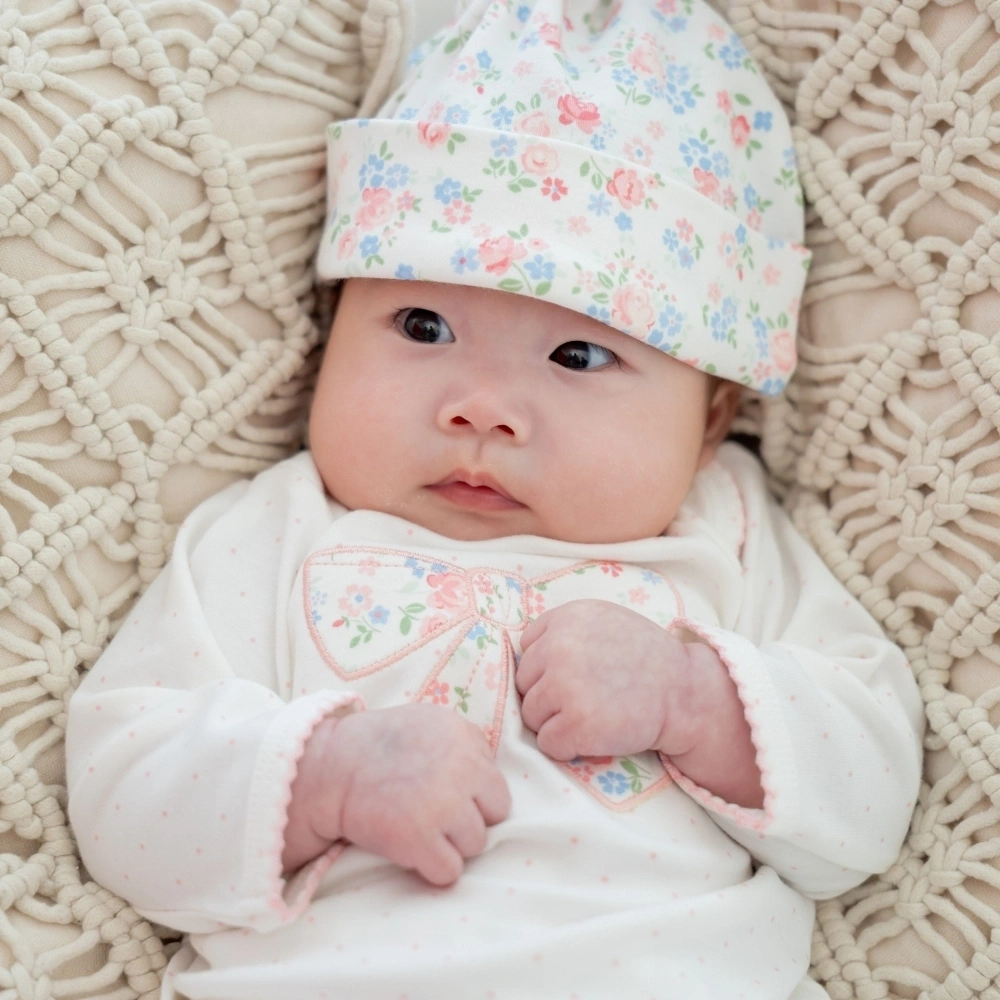 【Little Me】花卉蝴蝶結上衣/連腳褲/帽子