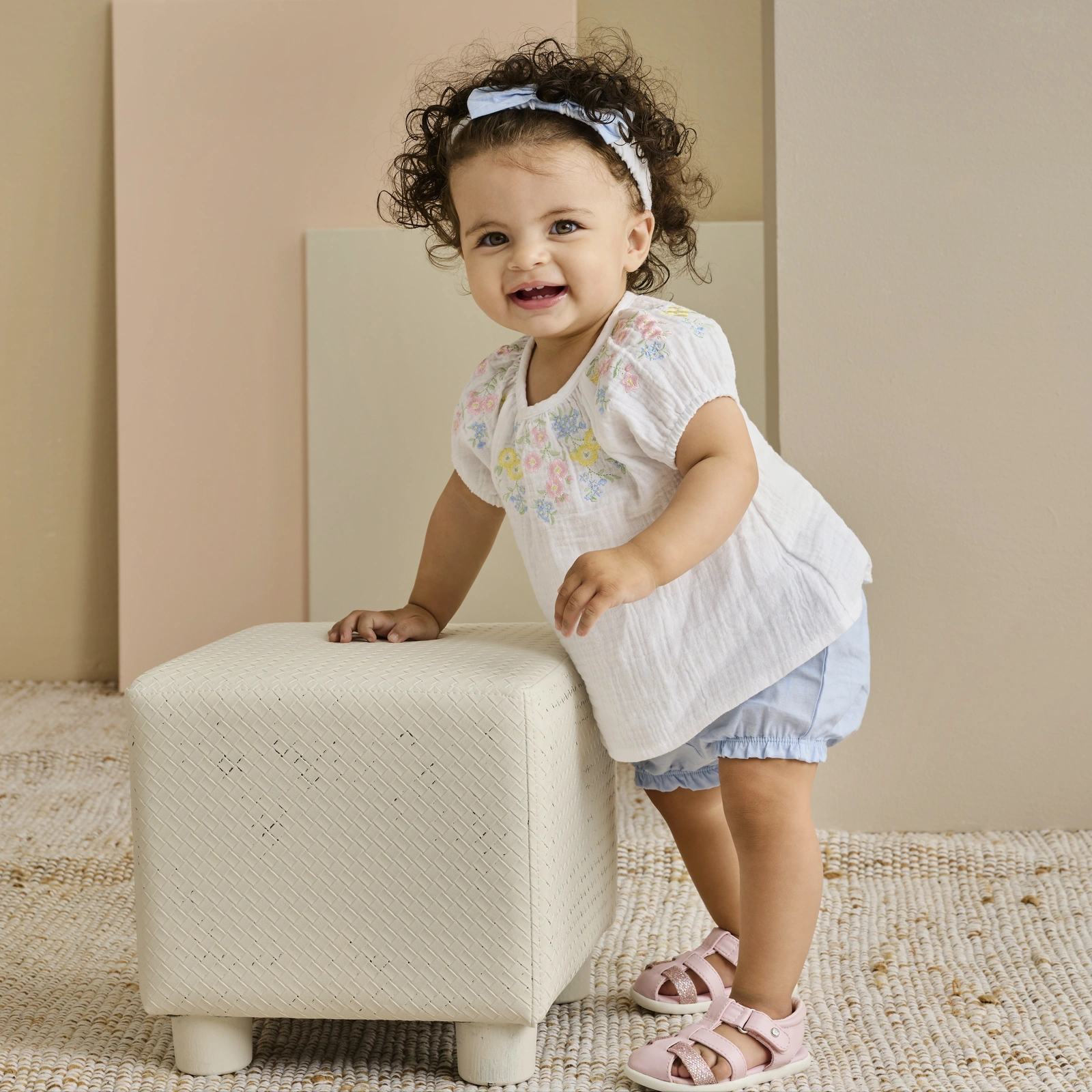 【Little Me】花卉上衣/褲子/髮帶