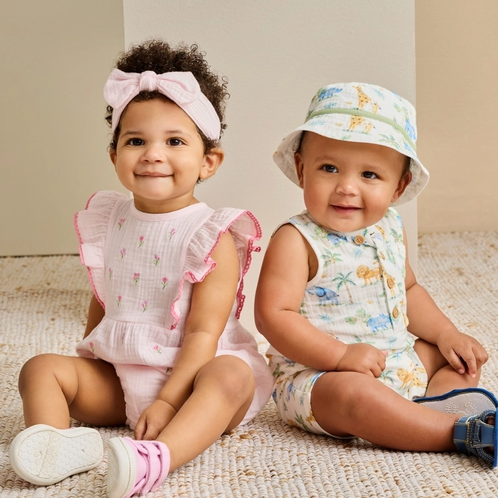 【Little Me】小花泡泡連身衣/髮帶