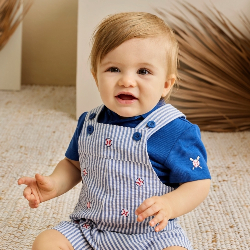 【Little Me】棒球吊帶褲套裝