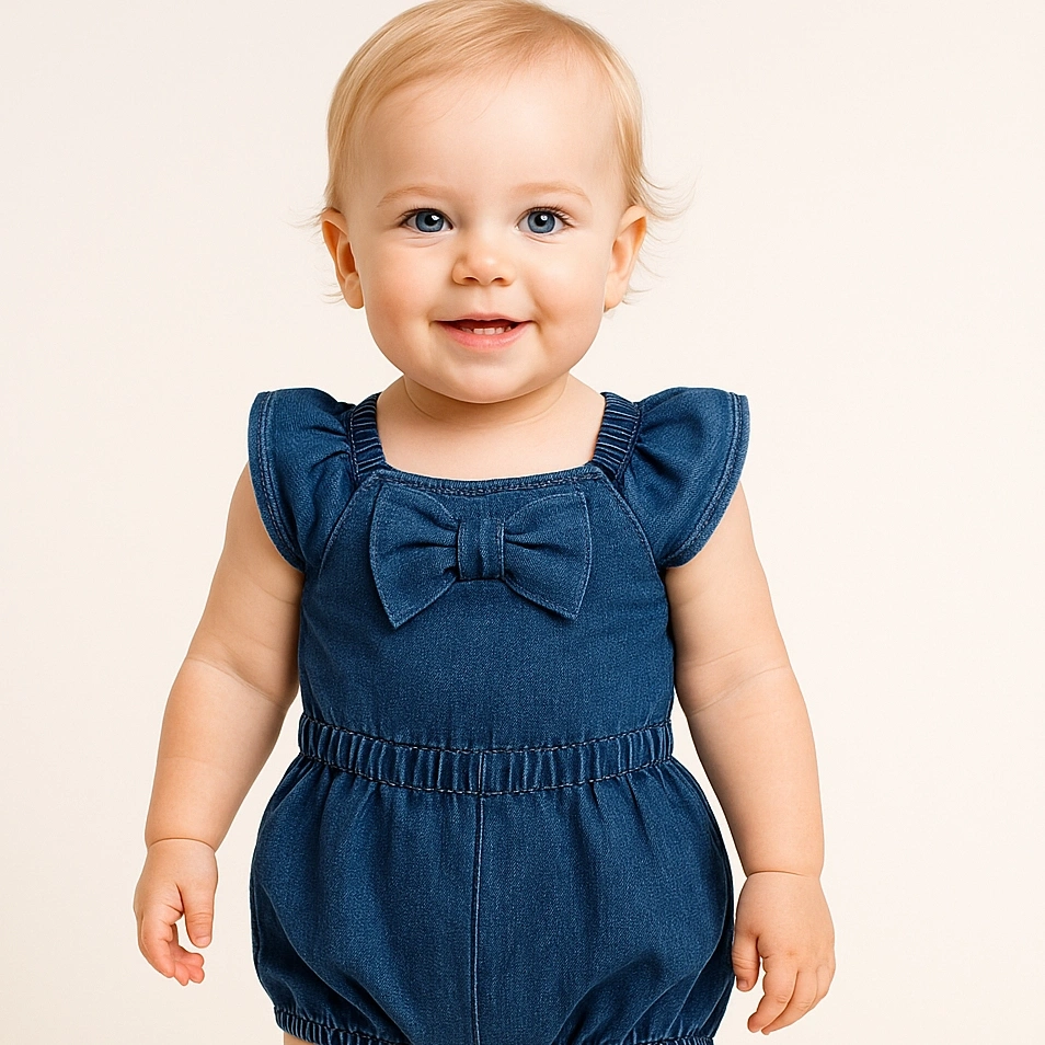 【Little Me】方領牛仔連身褲