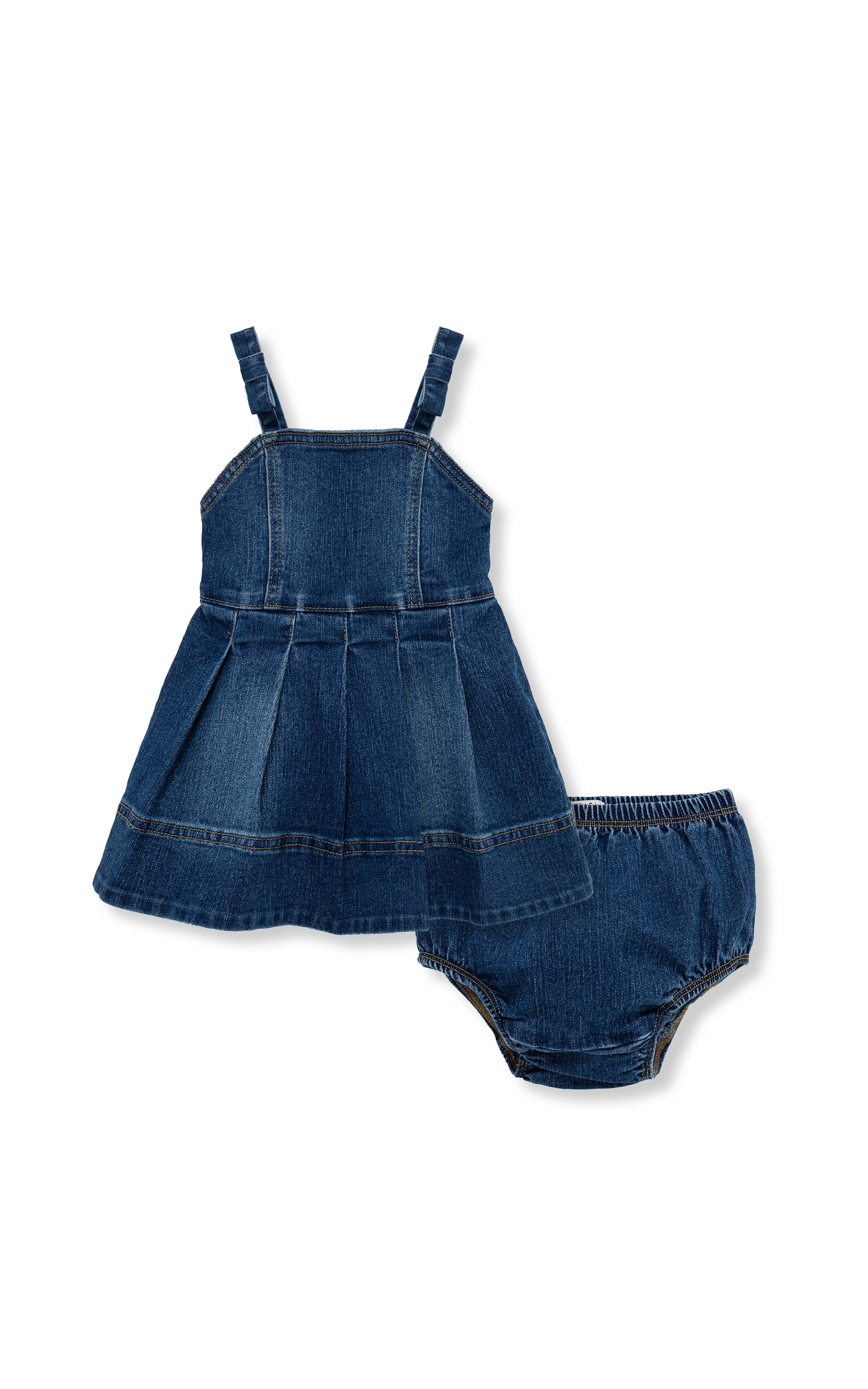 【Little Me】經典A字牛仔吊帶連身裙/襯褲
