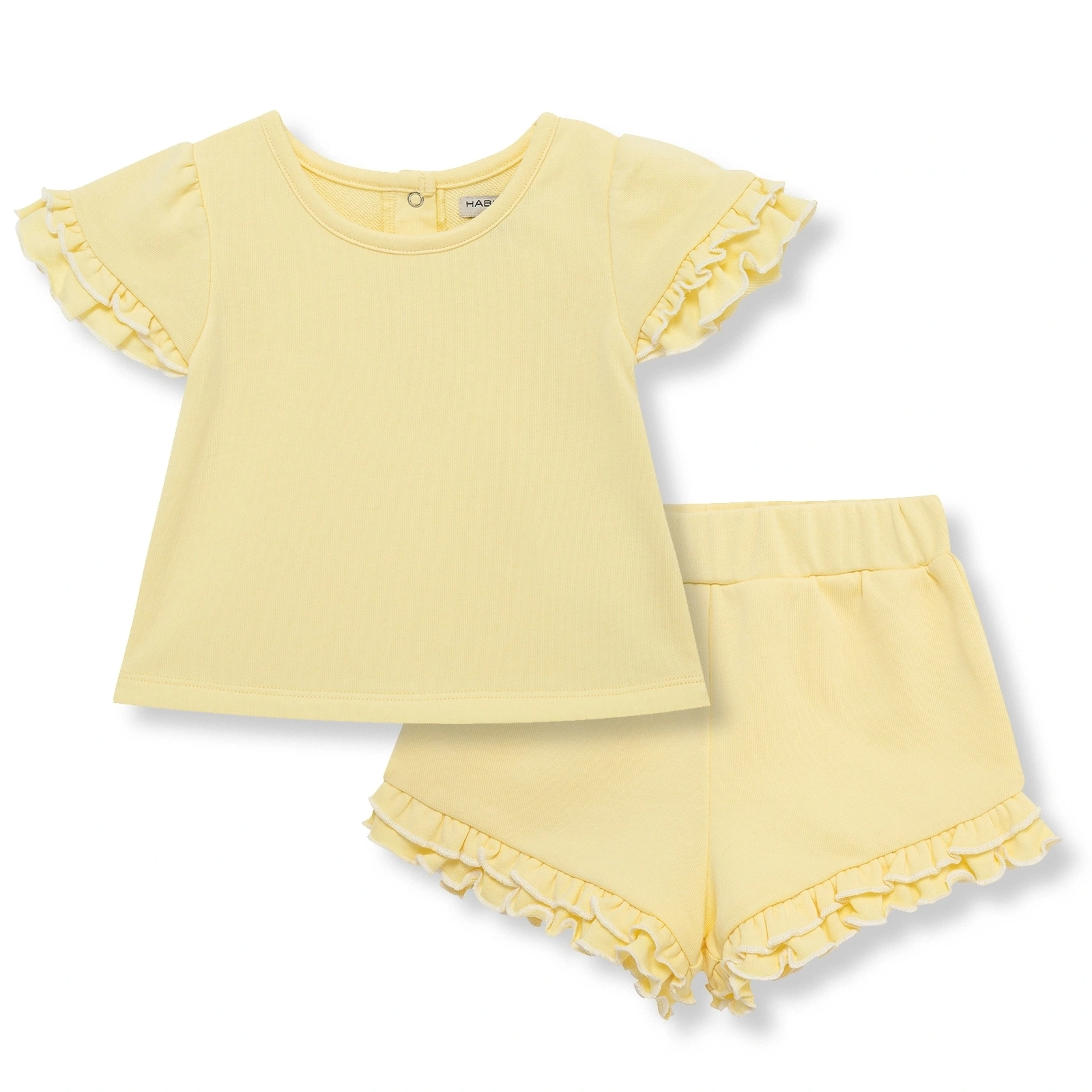 【Little Me】黃色荷葉邊上衣/褲子