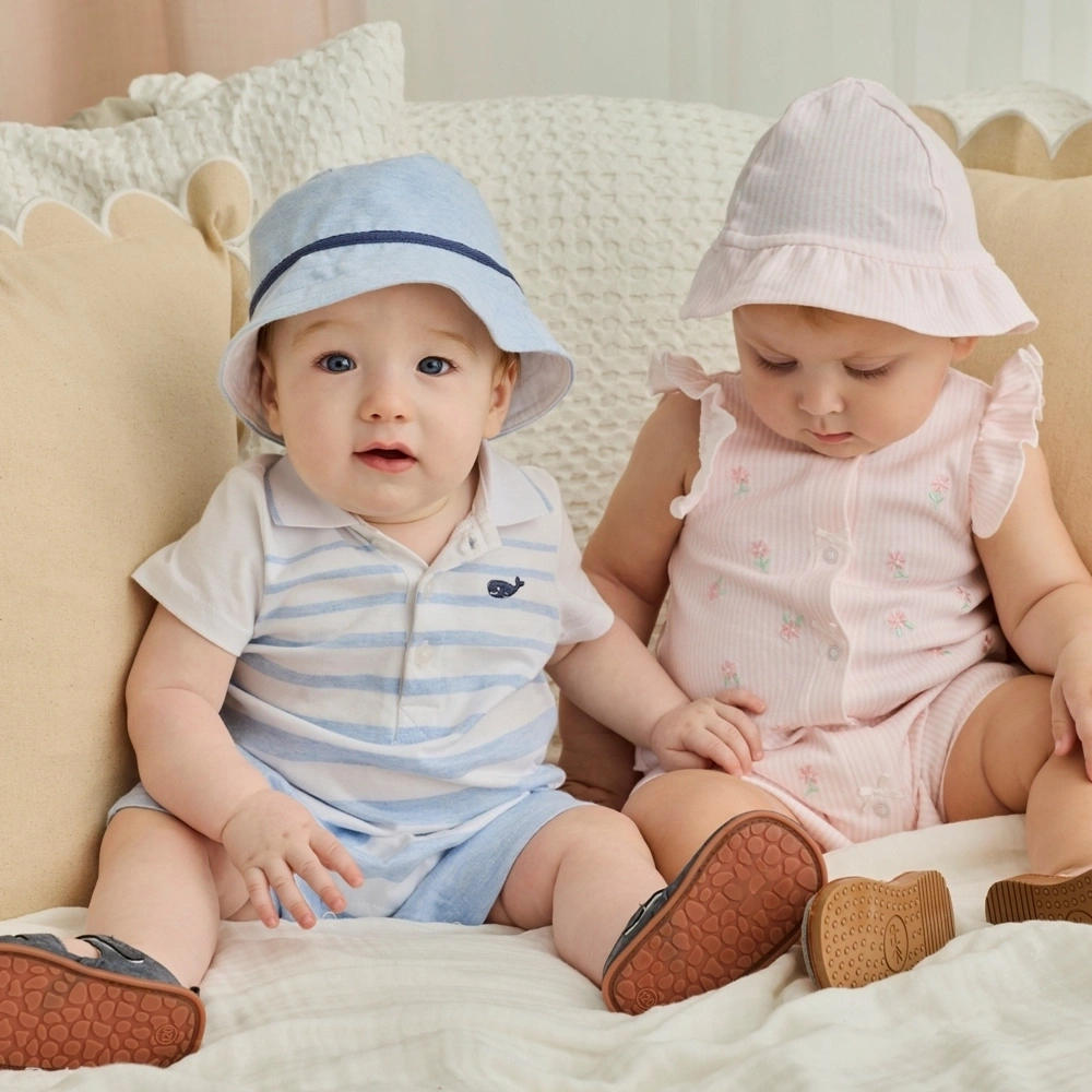 【Little Me】條紋休閒短兔裝/帽子