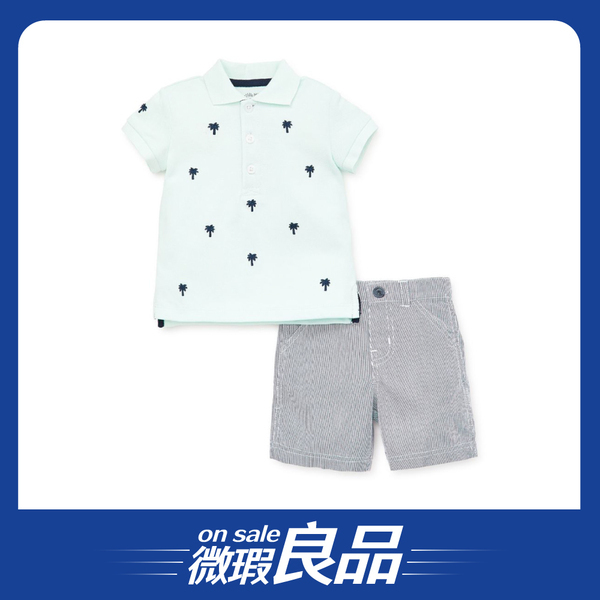 【微瑕良品】【Little Me】椰子樹POLO衫/短褲
