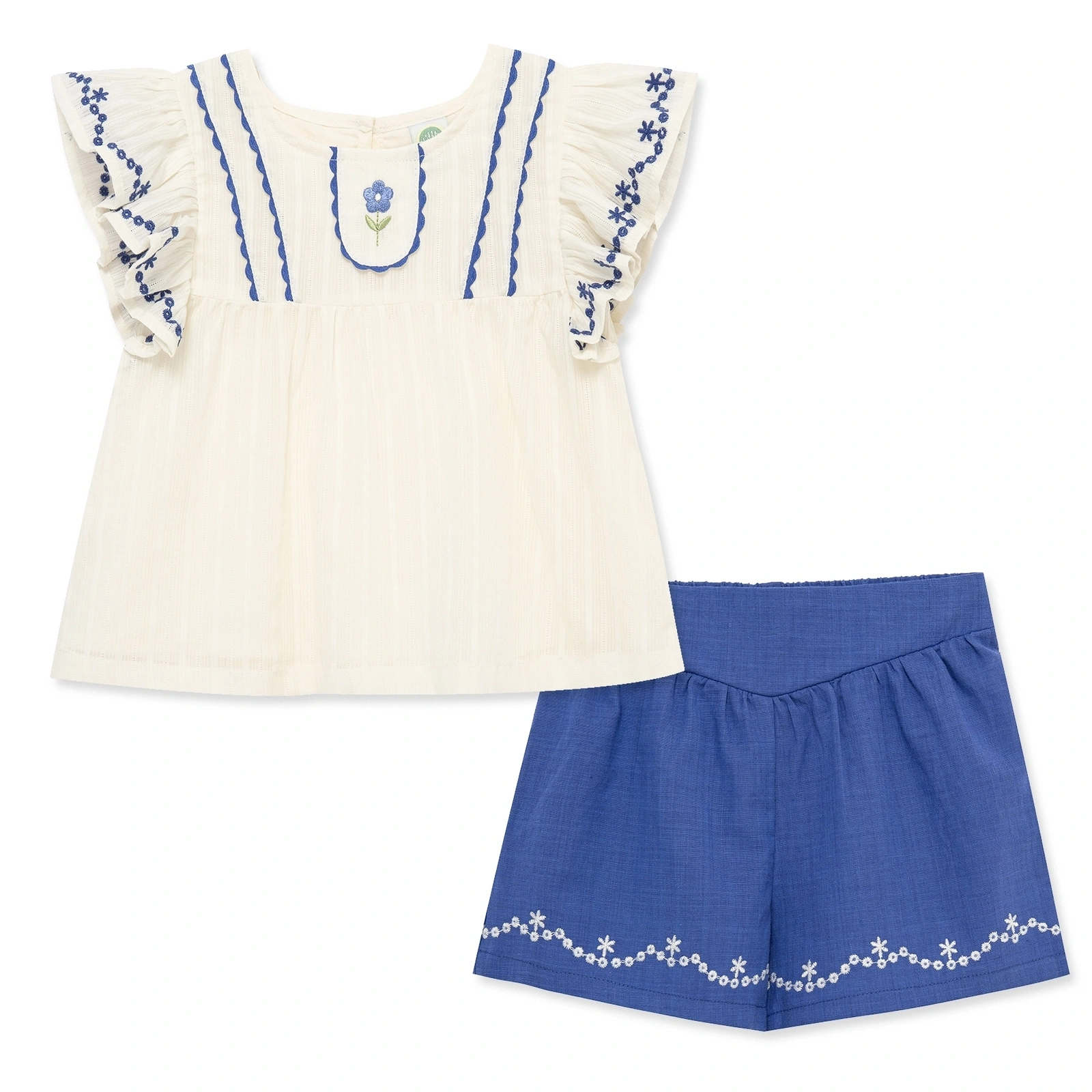 【Little Me】藍色花卉上衣/褲子