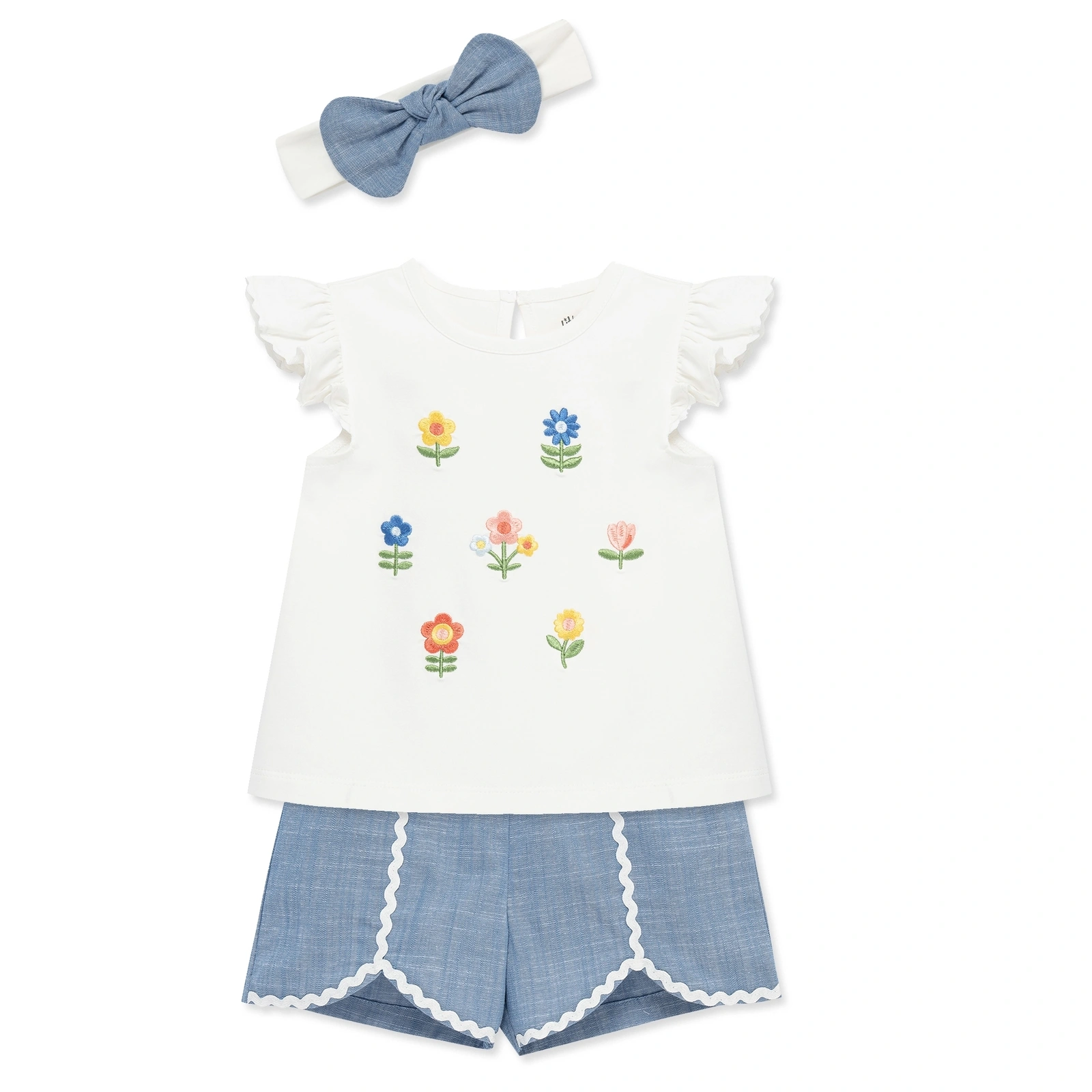 【Little Me】花卉花邊上衣/褲子/髮帶