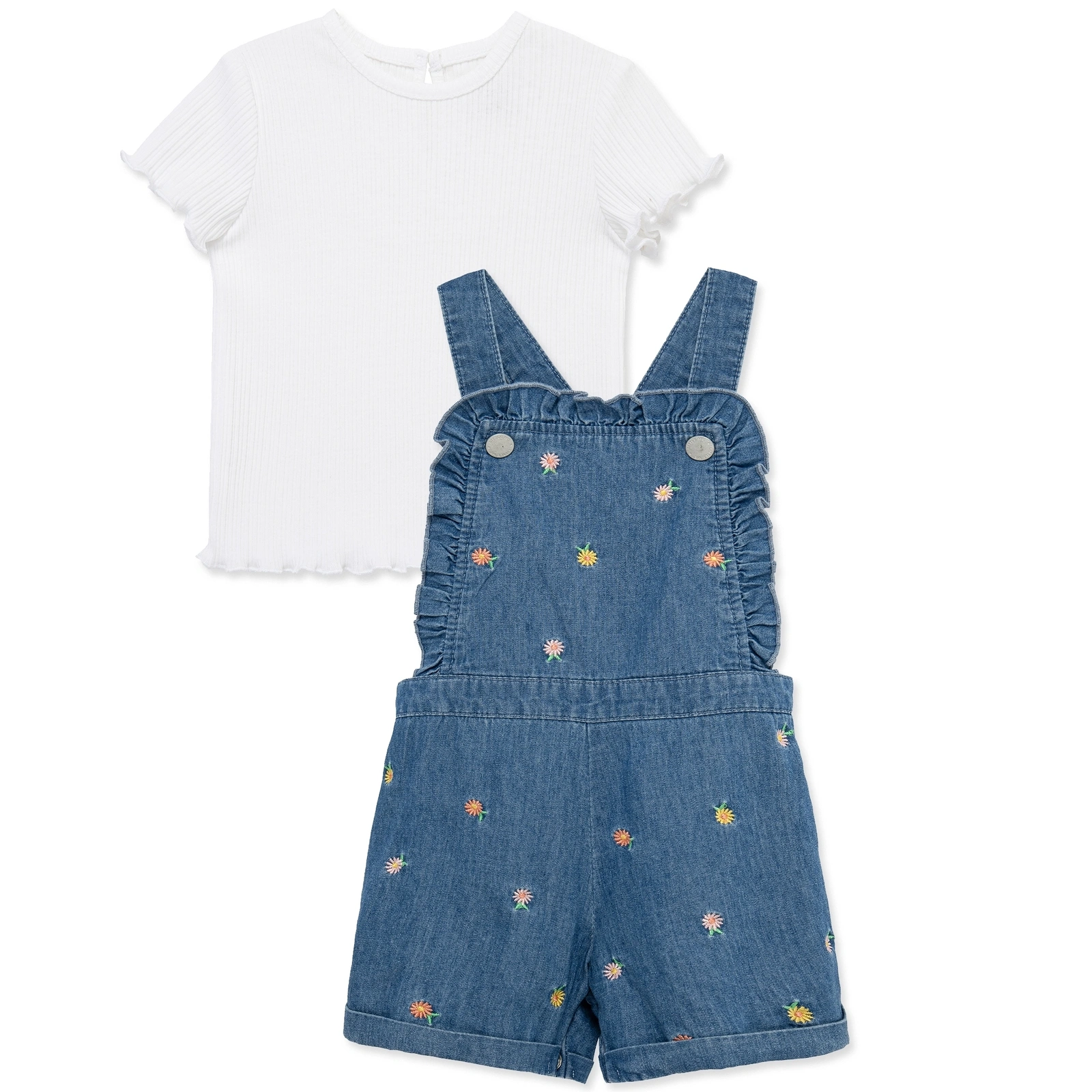 【Little Me】牛仔吊帶褲套裝