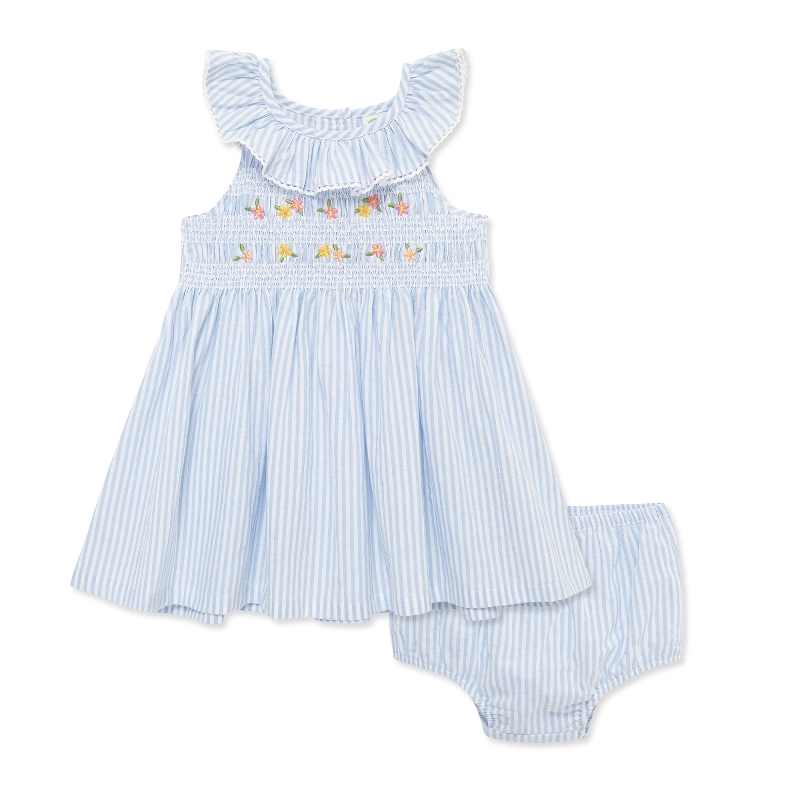 【Little Me】藍色條紋背心洋裝/襯褲