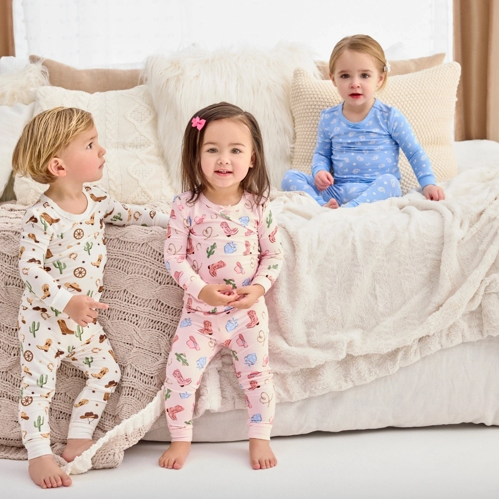 【Little Me】牛仔女孩竹纖維上衣2入/長褲2入