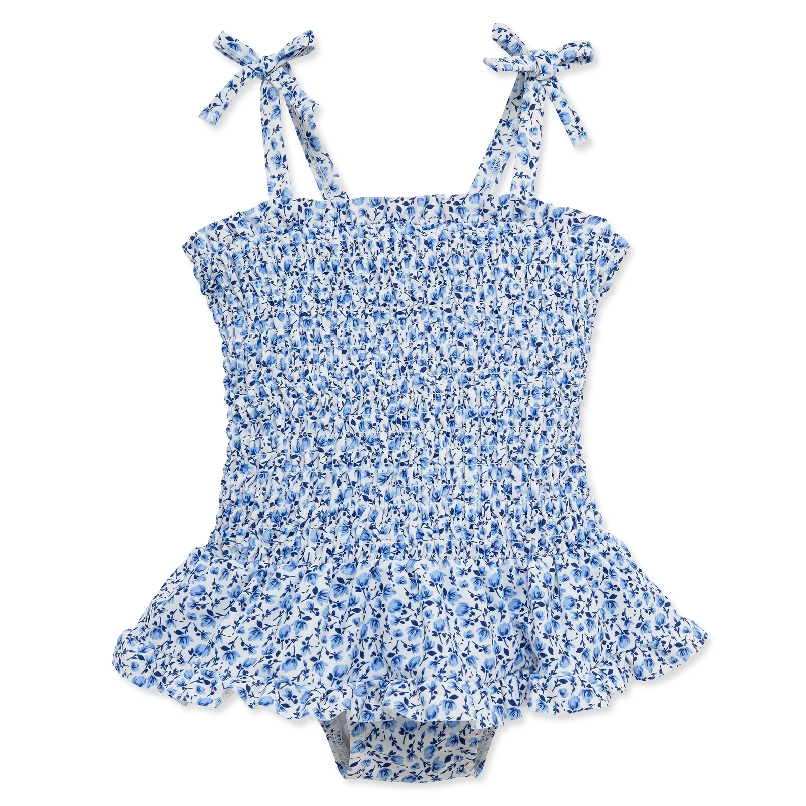 【Little Me】藍花連身泳裝