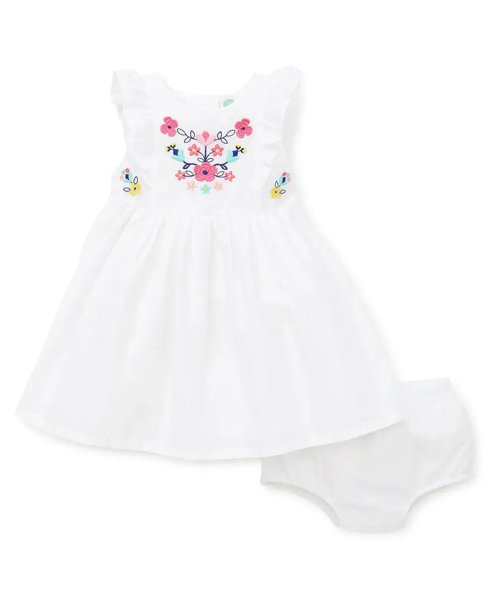 【Little Me】刺繡背心洋裝/襯褲