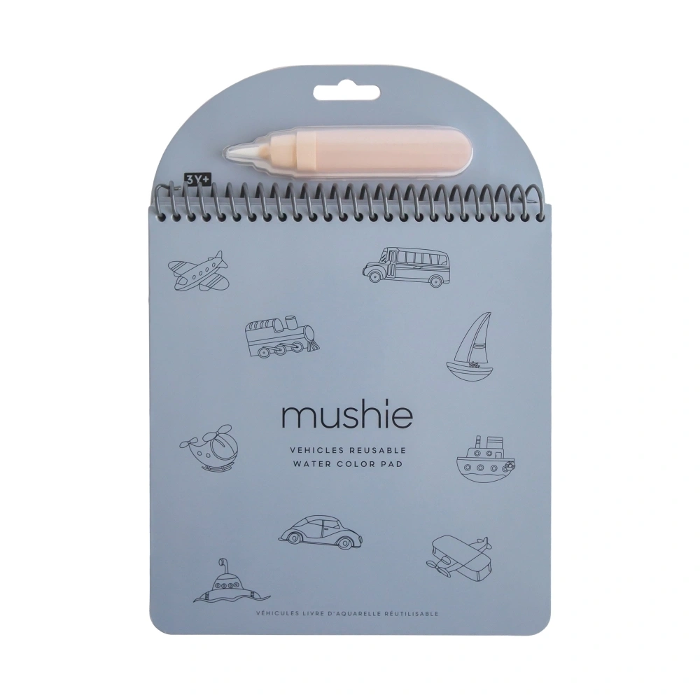 【mushie】可重複水畫繪本/交通奇遇 重複使用 水畫本 著色本 認知發展 感覺統合 早教啟蒙 創意發展 安全無毒