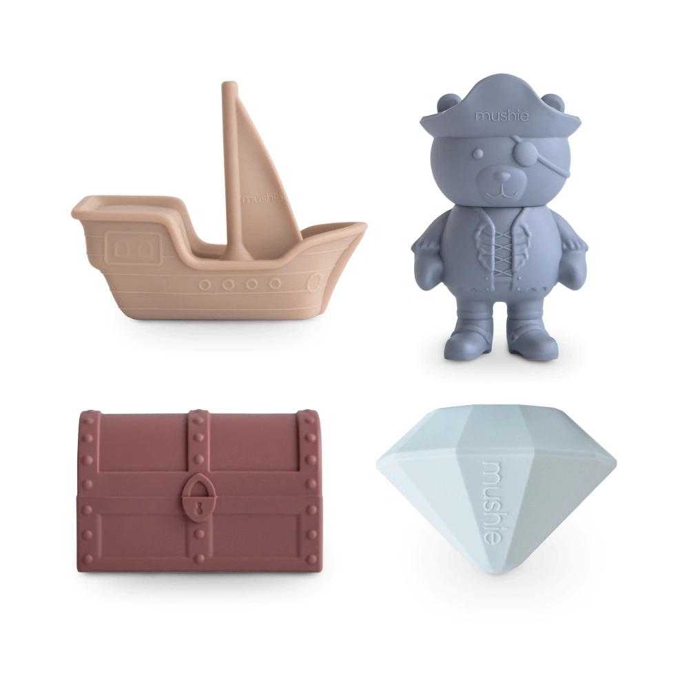 【mushie】洗澡玩具四件組/海盜 幼兒玩具 洗澡玩具 兒童戲水 浴室玩具 食品級矽膠 玩具  認知發展 感覺統合