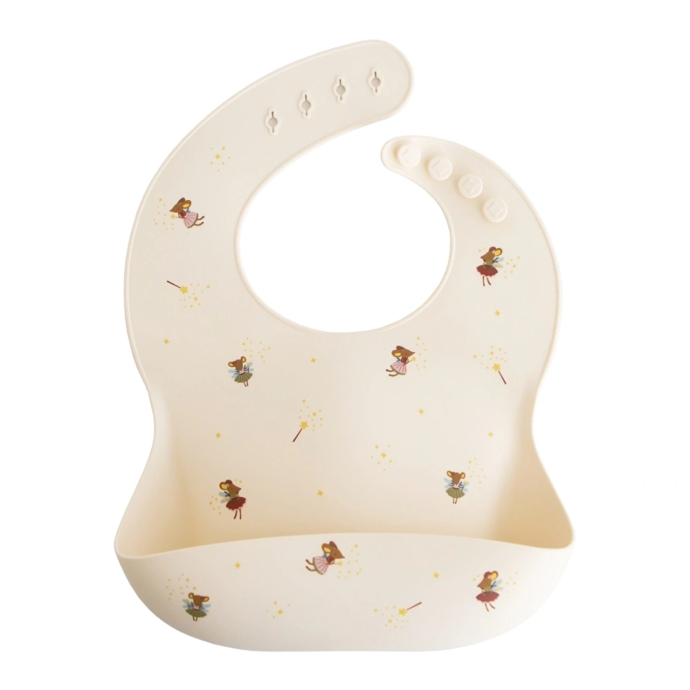 【mushie】矽膠立體圍兜/小仙鼠 寬口立體 寶寶圍兜 吃飯圍兜 防水防髒 食品級矽膠 副食品 可折疊好攜帶