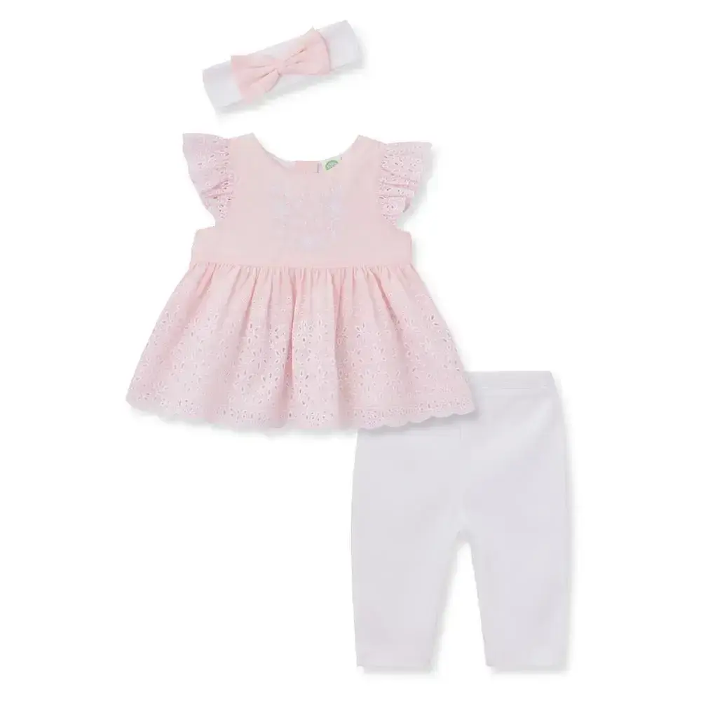 【Little Me】雛菊花邊上衣/長褲/髮帶