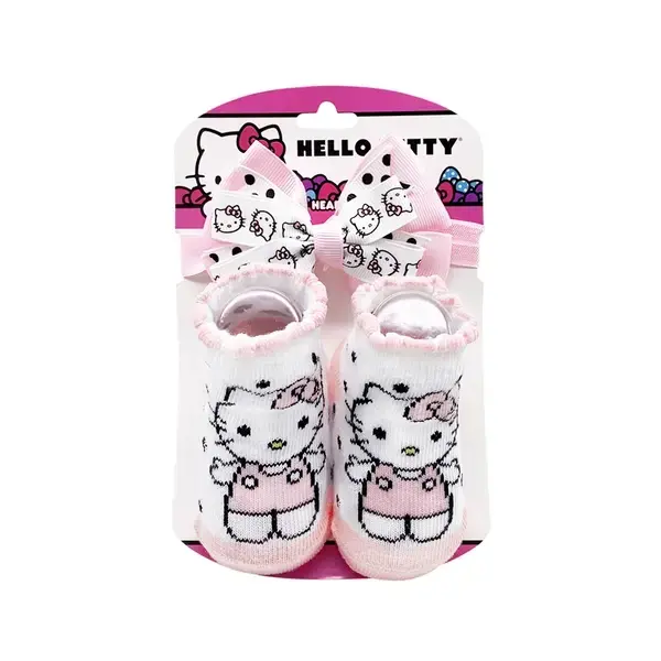 【Little Me】粉凱蒂貓髮飾襪子二入組