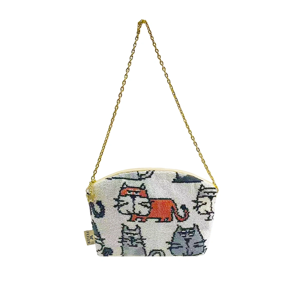 【feiler】高冷貓咪鍊條貝殼化妝包(21X15X4)