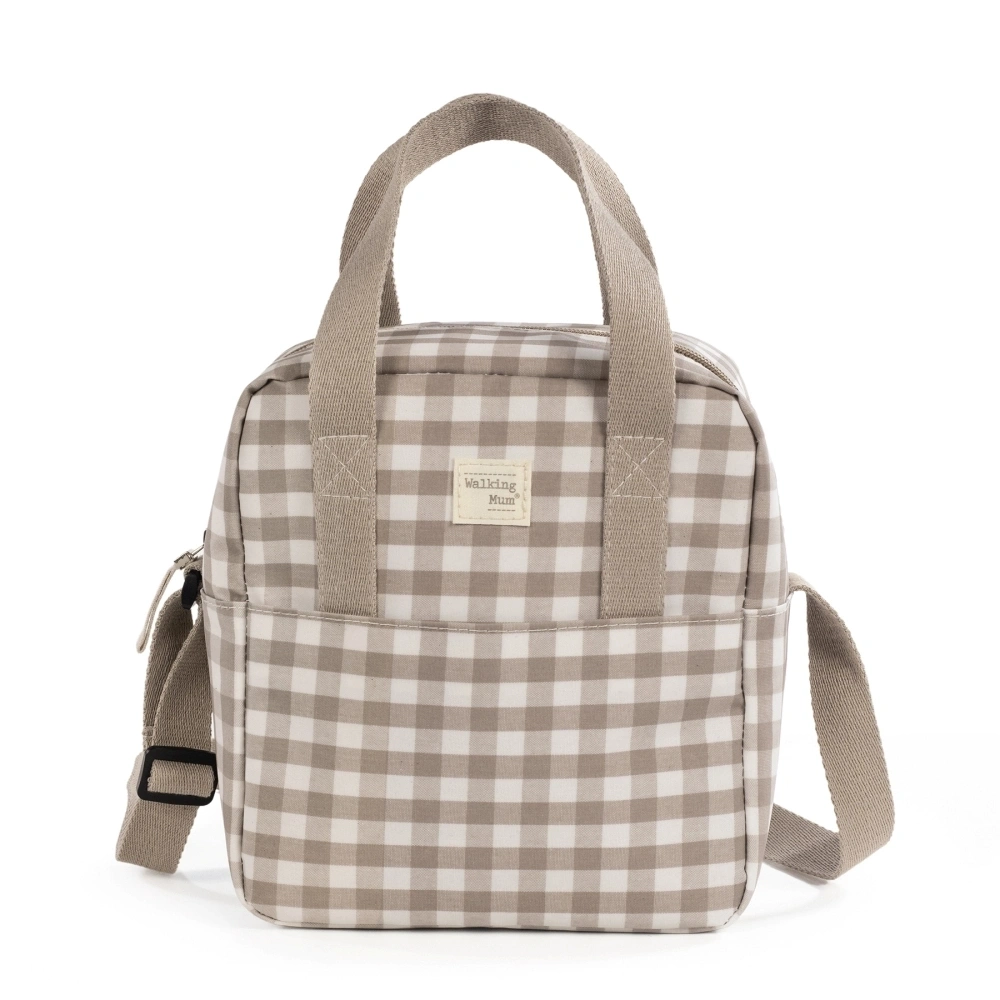 【Walking Mum】防潑水多功能奶瓶保溫袋/奶茶格紋