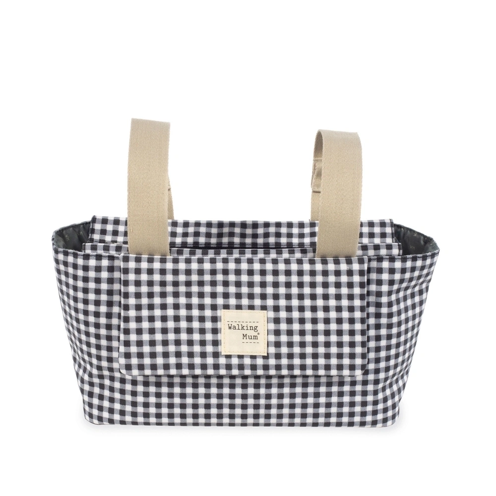 【Walking Mum】防潑水推車掛袋/黑白細格