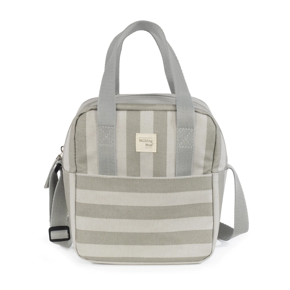 【Walking Mum】防潑水多功能奶瓶保溫袋/森綠條紋