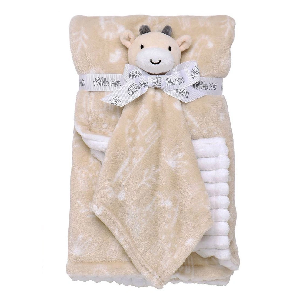 【Little Me】長頸鹿安撫巾/卡其印花蓋毯組