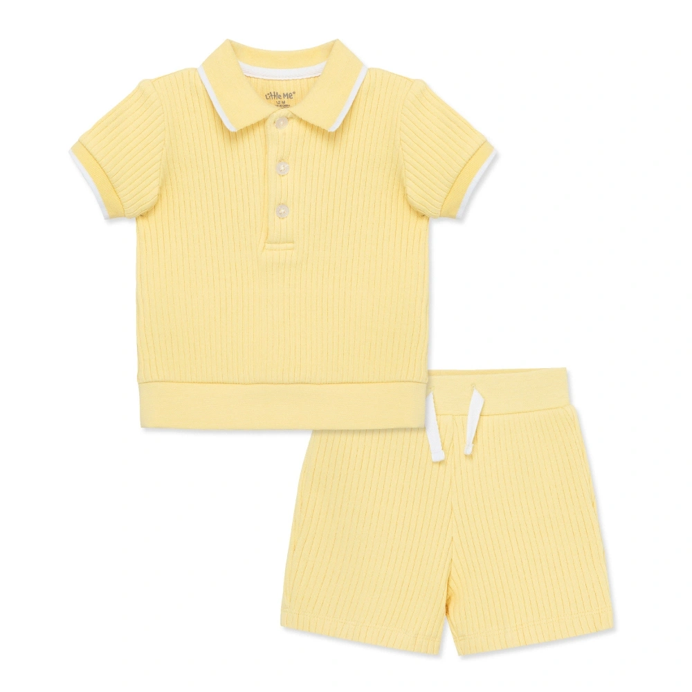 【Little Me】黃色線條POLO衫/褲子