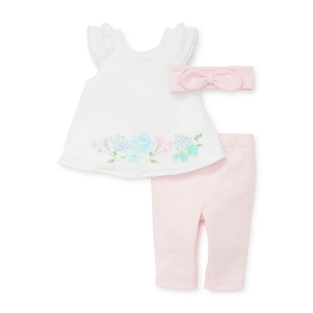 【Little Me】鮮花上衣/長褲/髮帶