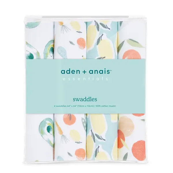 【Aden&Anais】經典多功能包巾4入/蔬果派對