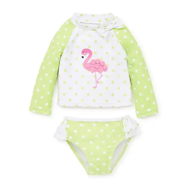 【Little Me】紅鶴長袖防護泳裝二件組