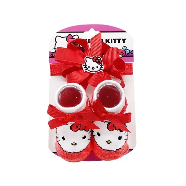 【Little Me】紅凱蒂貓髮飾襪子二入組