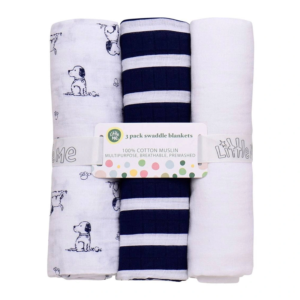 【Little Me】小狗多功能紗布包巾三入